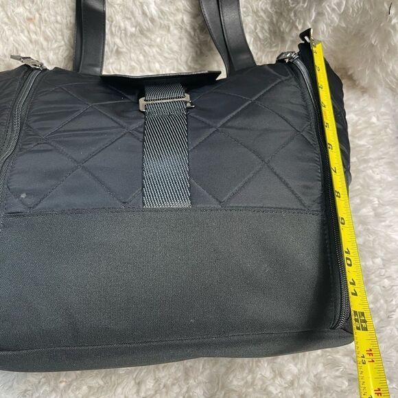 Paper Clip Black Nylon Quilted Large Diaper Bag silver tone hardwares. - Picture 10 of 15